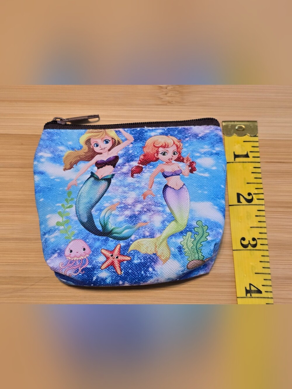 Set of 2 Anime Mermaid and Cartoon Unicorn Mini Coin Purses Zipper Pouches Brand - Picture 3 of 4